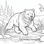 Action-filled Grizzly Bear Fishing Coloring Pages 2