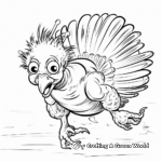 Action-Packed Baby Turkey Fleeing Scene Coloring Pages 1