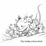 Action-packed Cat Pack Chasing Mice Coloring Pages 1
