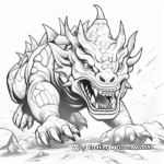 Action-Packed Charging Triceratops Coloring Page 2