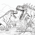Action Packed Fight Scene Spinosaurus vs T-Rex Coloring Pages 1