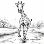 Action-Packed Giraffe Running Coloring Pages 1