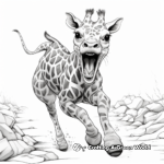 Action-Packed Giraffe Running Coloring Pages 3