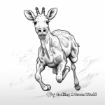 Action-Packed Giraffe Running Coloring Pages 4