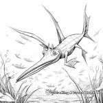 Action-Packed Pteranodon Hunting Eye-to-Eye with Fish Coloring Pages 3