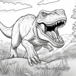 Action-Packed T Rex Hunting Scene Coloring Pages 1