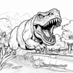 Action-Packed T Rex Hunting Scene Coloring Pages 4