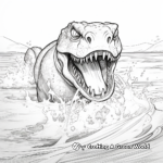 Action-Packed T-Rex in Water Coloring Pages 1
