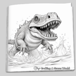 Action-Packed T-Rex in Water Coloring Pages 2