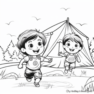 Active Kids Enjoying Summer Camp Coloring Pages 4