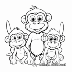 Active Monkey Family Coloring Pages 1