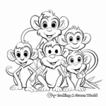 Active Monkey Family Coloring Pages 2