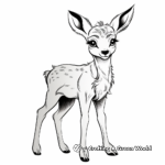 Adorable Bambi-like Fawn Coloring Pages 1