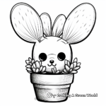 Páginas para colorear de adorables cactus con orejas de conejo 2
