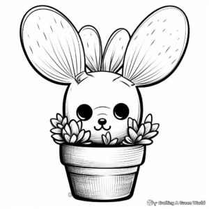 Adorable Bunny Ears Cactus Coloring Pages 2