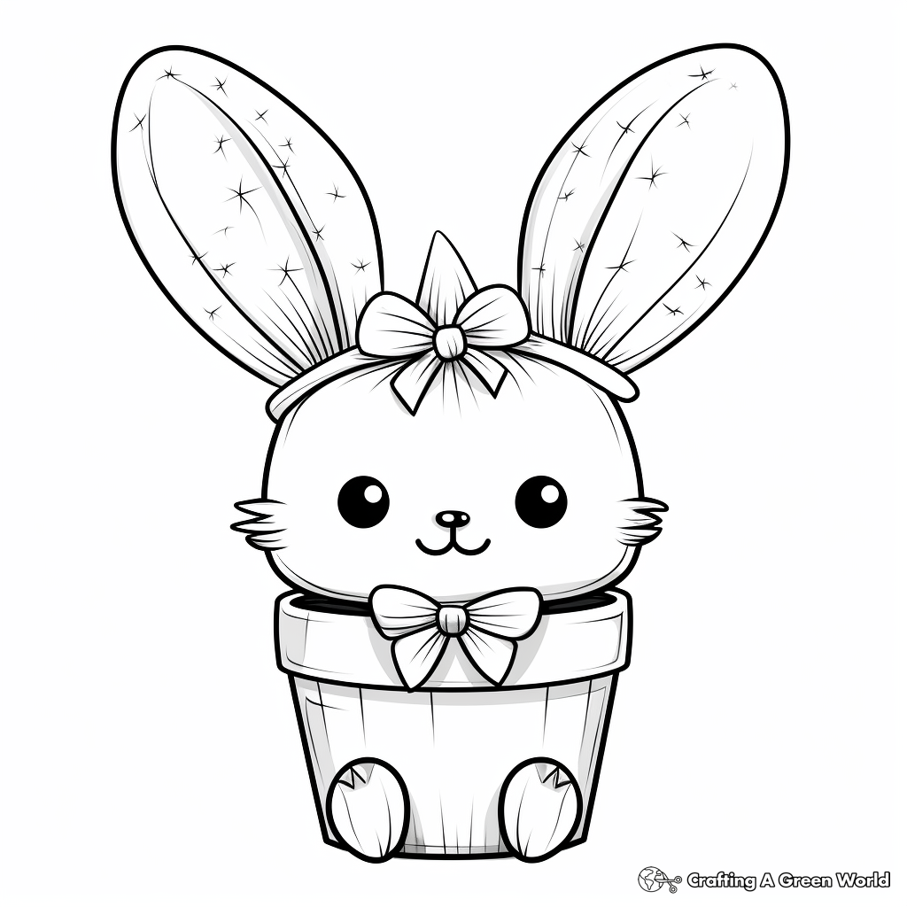 Adorable Bunny Ears Cactus Coloring Pages 3