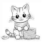 Adorable Cat and Yarn Coloring Pages 1