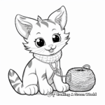 Adorable Cat and Yarn Coloring Pages 2