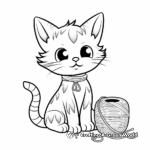 Adorable Cat and Yarn Coloring Pages 3