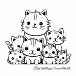 Adorable Cat Pack Coloring Pages for Kids 4