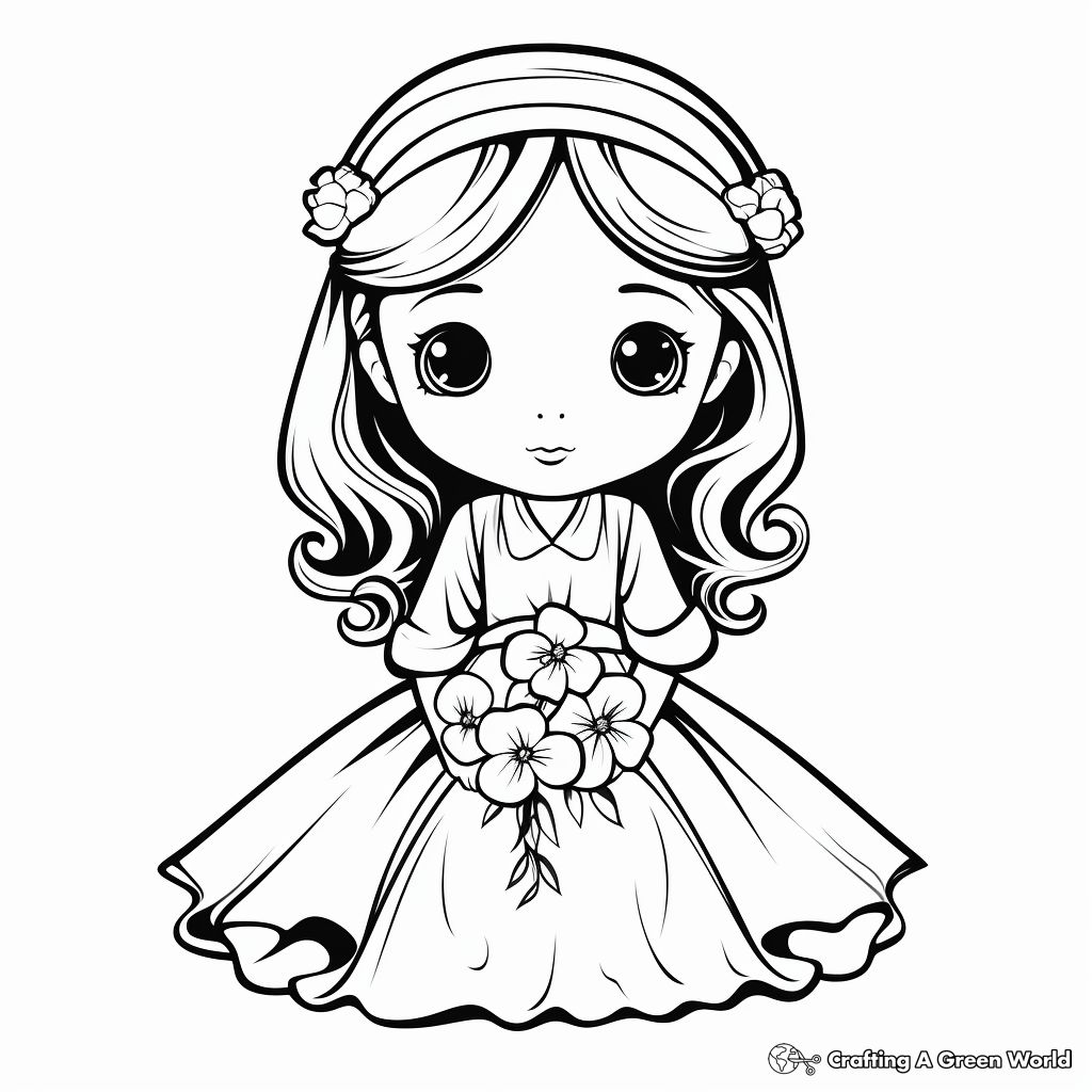 Adorable Child Bride Coloring Pages 3