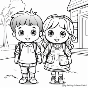 Adorable First Day of Kindergarten Coloring Pages 1