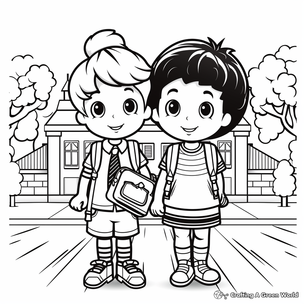 Adorable First Day of Kindergarten Coloring Pages 2