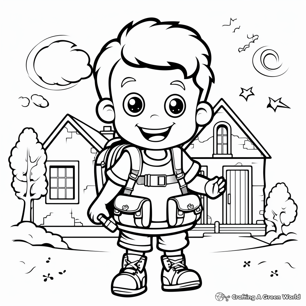 Adorable First Day of Kindergarten Coloring Pages 4