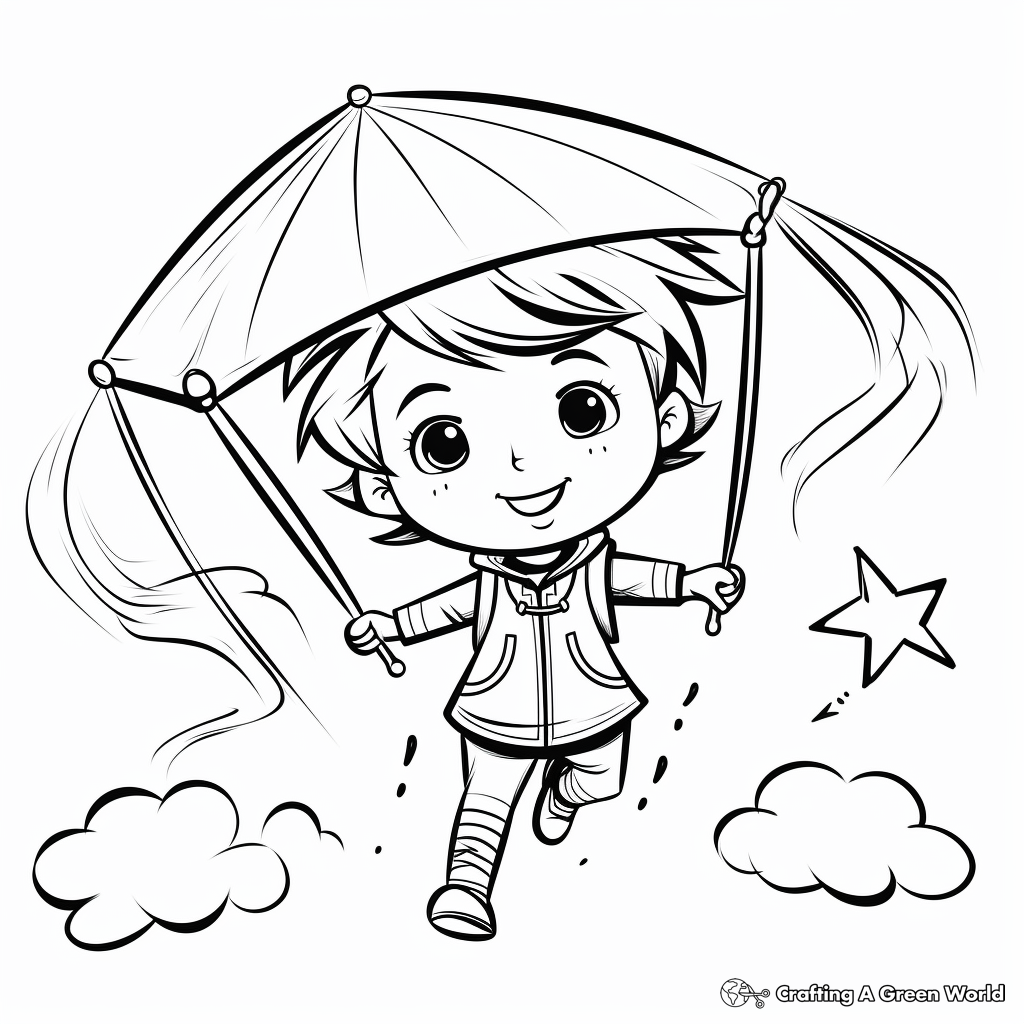 Adorable Kite Coloring Pages for Preschoolers 1