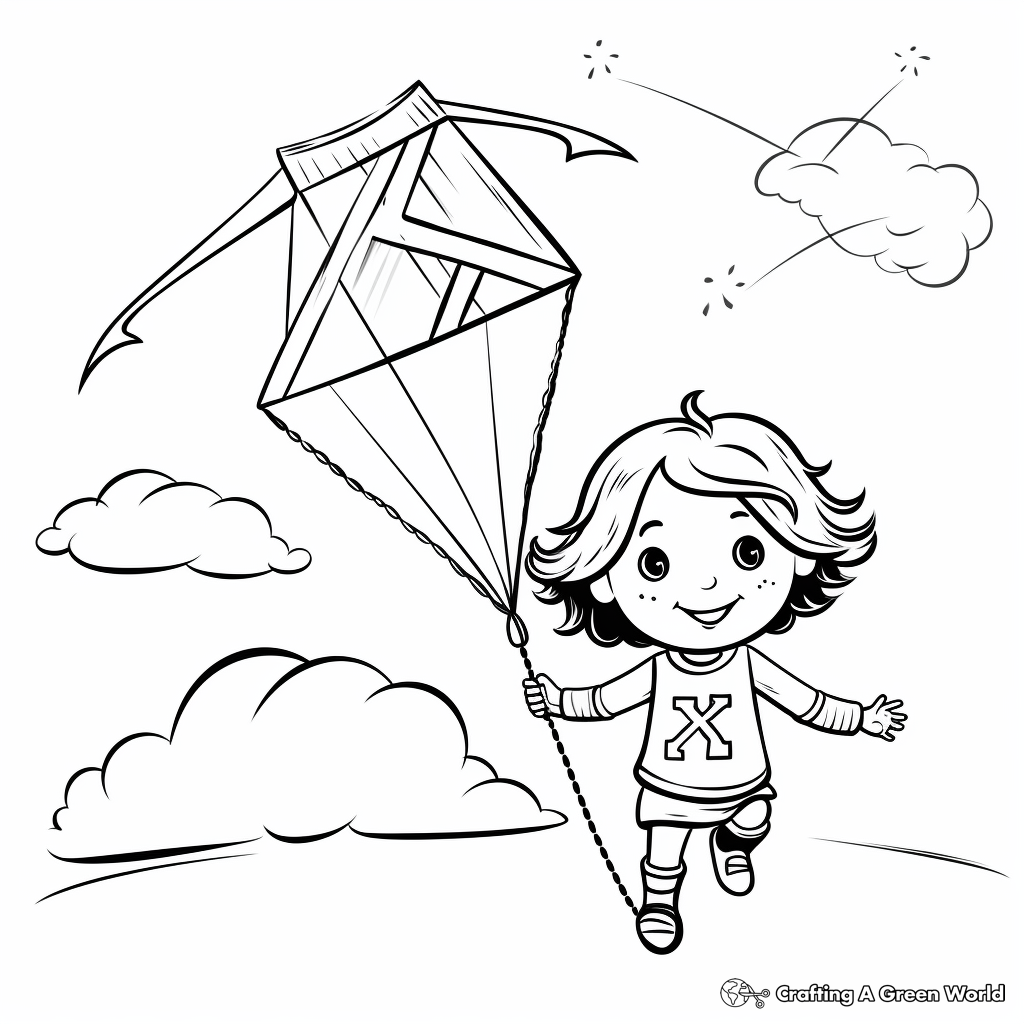 Adorable Kite Coloring Pages for Preschoolers 2