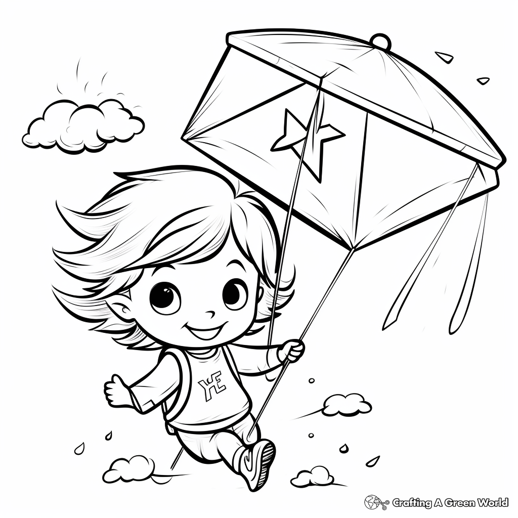 Adorable Kite Coloring Pages for Preschoolers 3