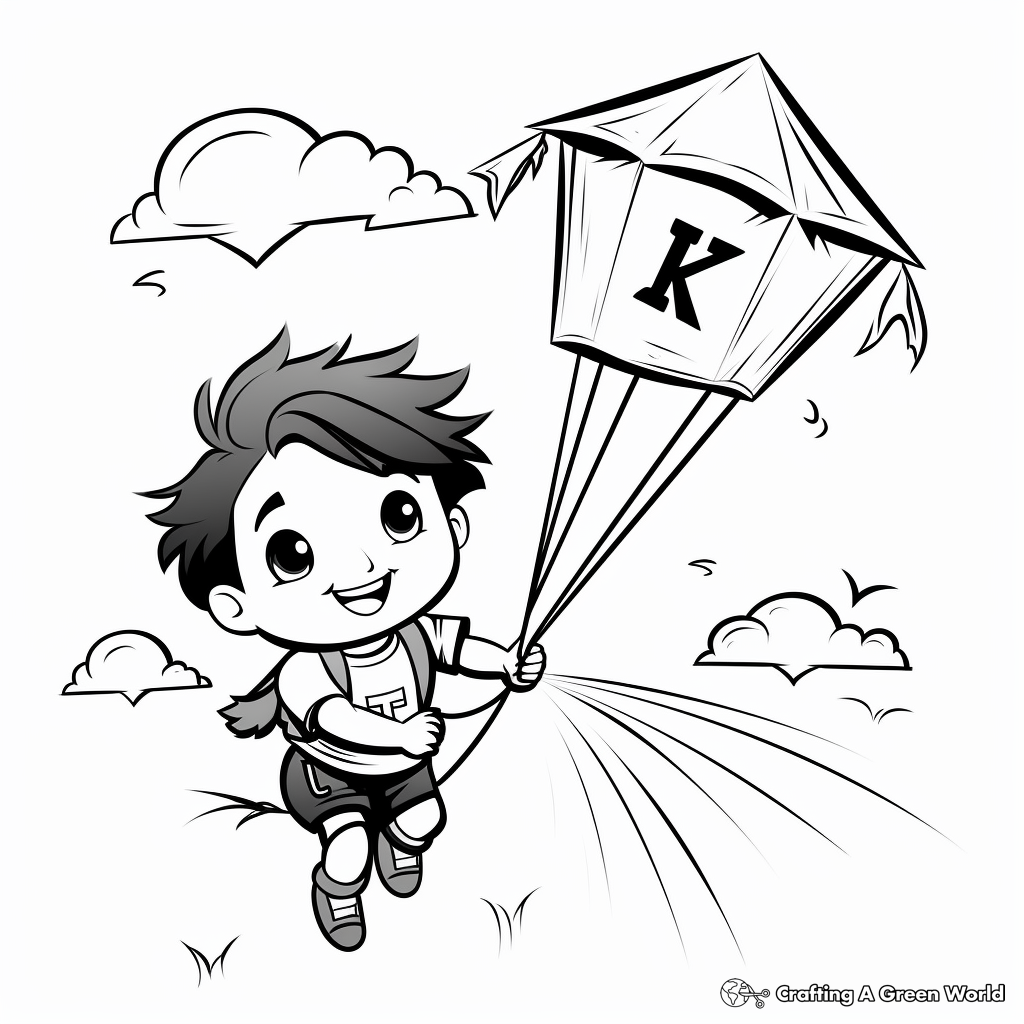 Adorable Kite Coloring Pages for Preschoolers 4