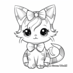 Adorable Kitten with Bow Coloring Page 2