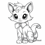 Adorable Kitten with Bow Coloring Page 3