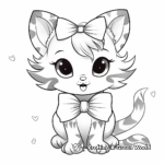 Adorable Kitten with Bow Coloring Page 4