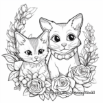 Adorable Kittens and Roses Coloring Pages 4