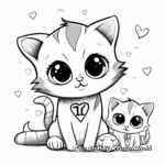 Adorable Kittens 'I Love You' Coloring Sheets 1