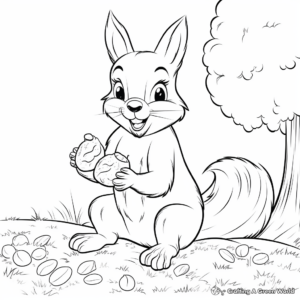 Adorable Squirrel Gathering Nuts Coloring Pages 1