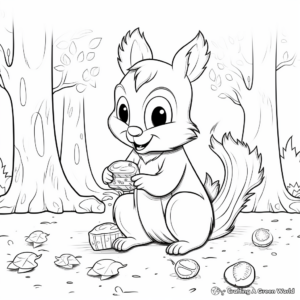 Adorable Squirrel Gathering Nuts Coloring Pages 4