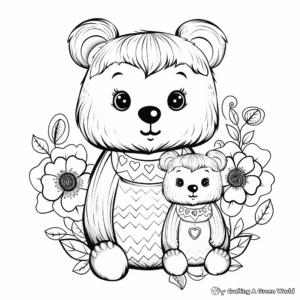 Adorable Teddy Bear Birthday Coloring Pages for Mom 1