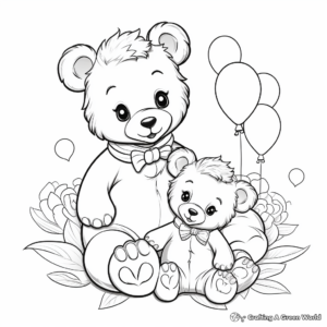 Adorable Teddy Bear Birthday Coloring Pages for Mom 2