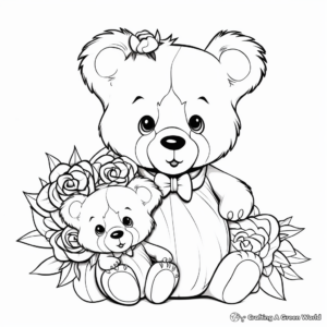 Adorable Teddy Bear Birthday Coloring Pages for Mom 4