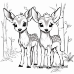 Adorable Twin Fawns Coloring Pages 2