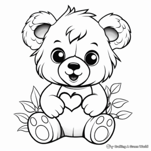 Adorable Valentine's Teddy Bear Coloring Pages 1