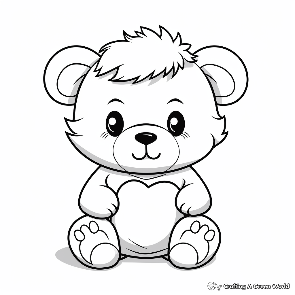 Adorable Valentine's Teddy Bear Coloring Pages 2