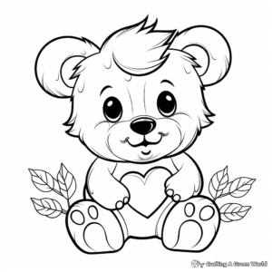 Adorable Valentine's Teddy Bear Coloring Pages 3
