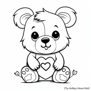 Adorable Valentine's Teddy Bear Coloring Pages 4