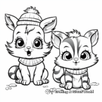 Adorable Winter Animals Coloring Pages 1