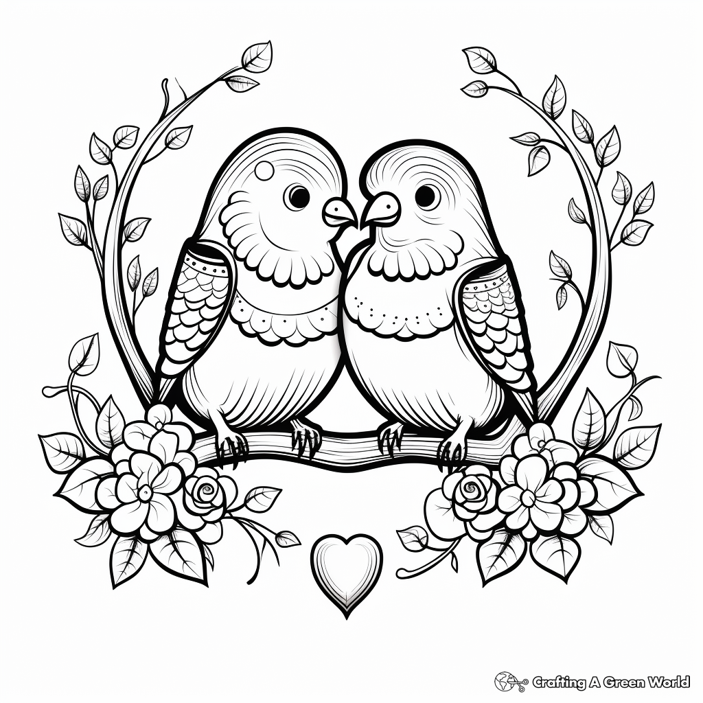 Adult-Friendly Love Birds Coloring Pages 2