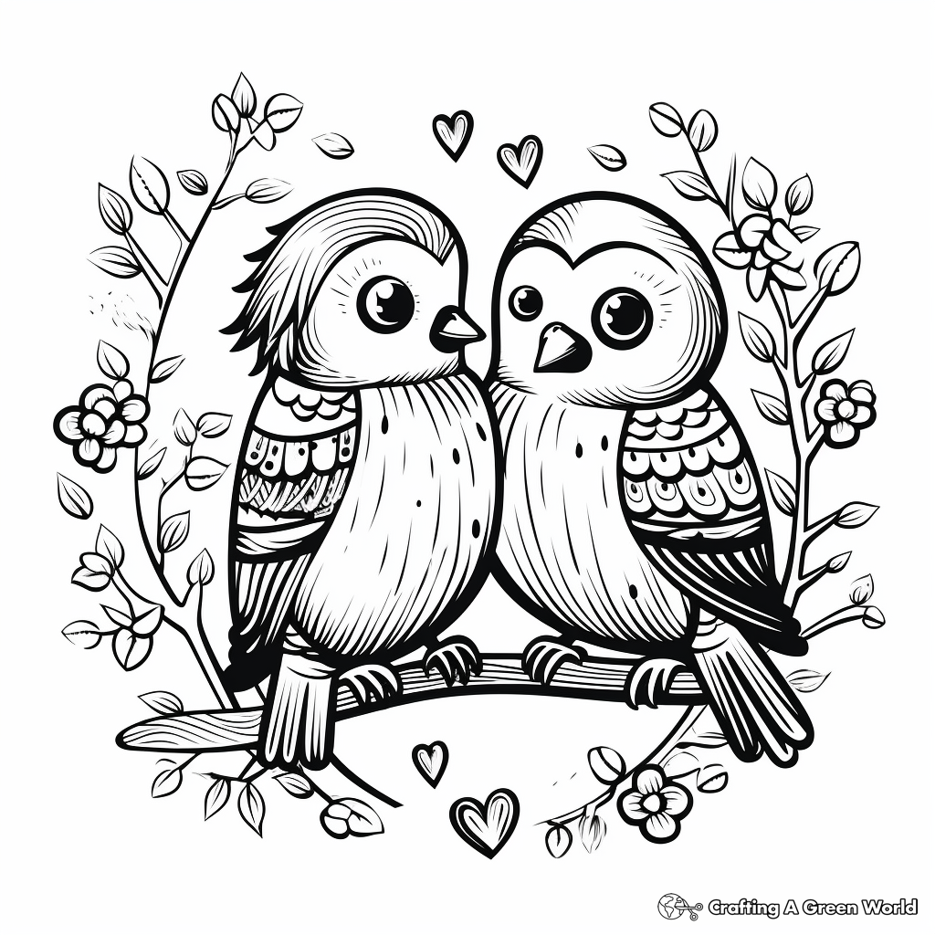 Adult-Friendly Love Birds Coloring Pages 3